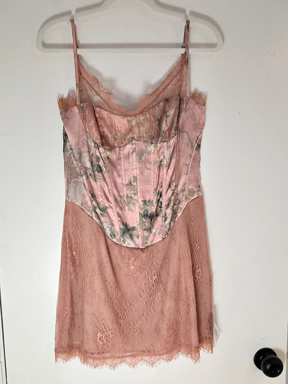 ASOS DESIGN Floral Lace Mini Dress in Pink NWT